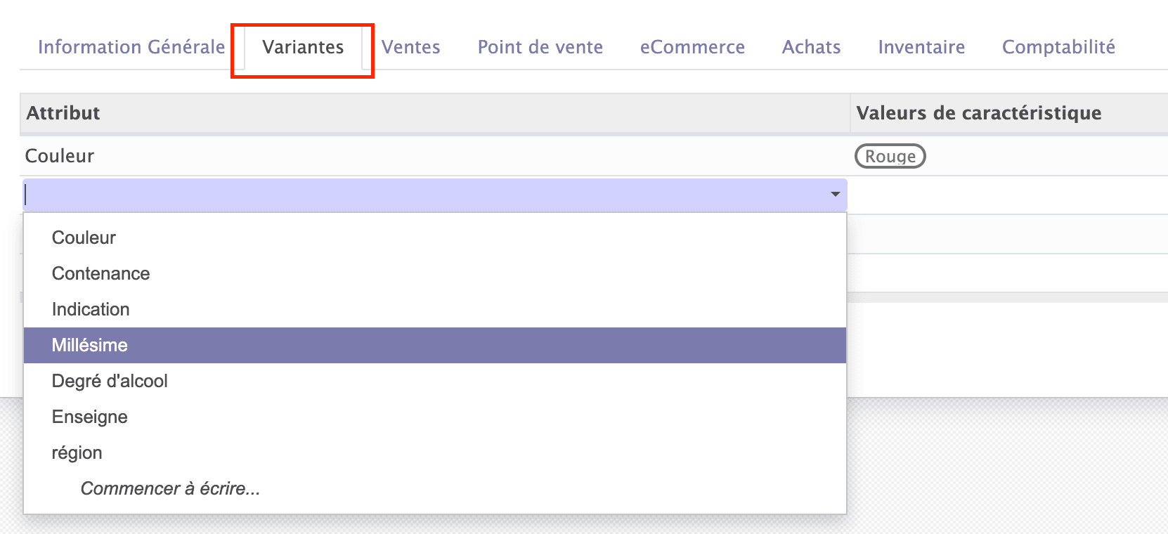 Ajout de variantes