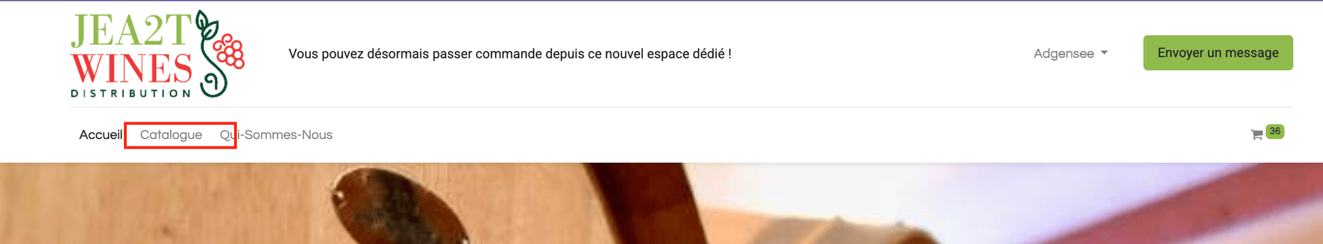 Accueil du site web