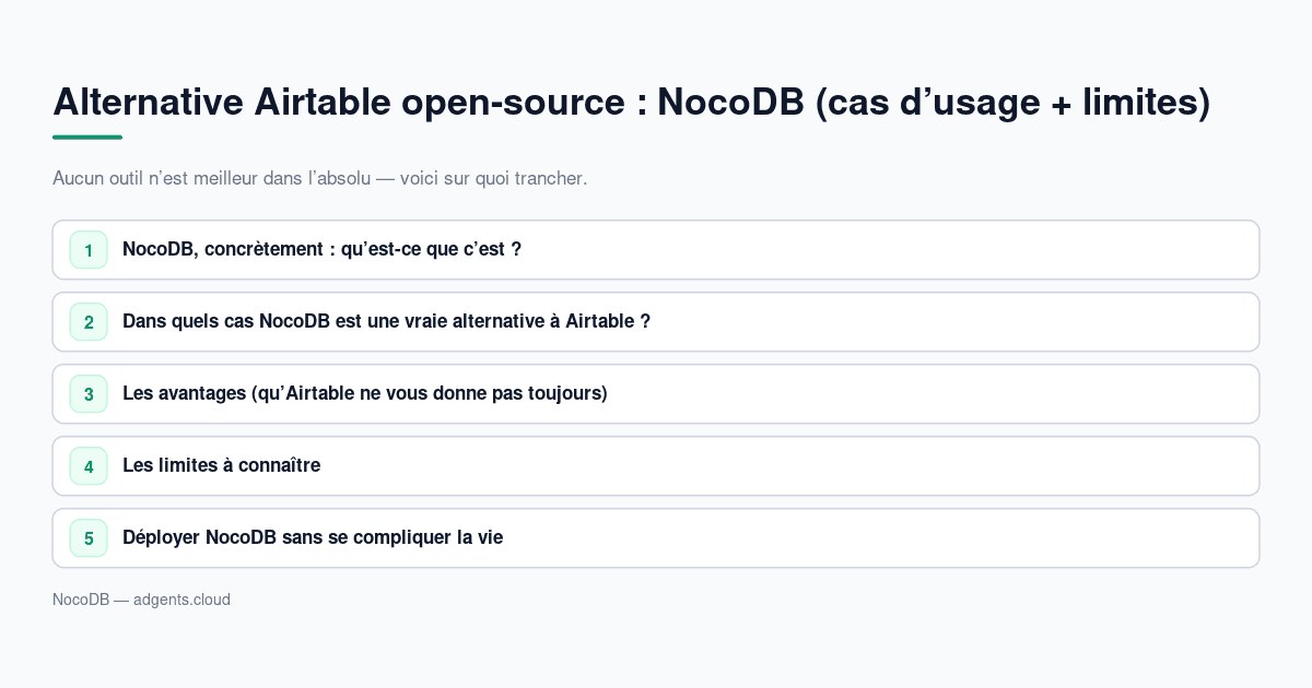 Alternative Airtable open-source : NocoDB (cas d’usage + limites)