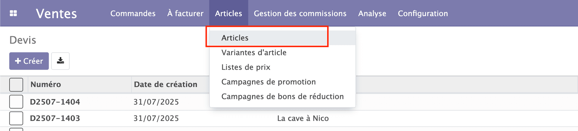 Formulaire de création d'article