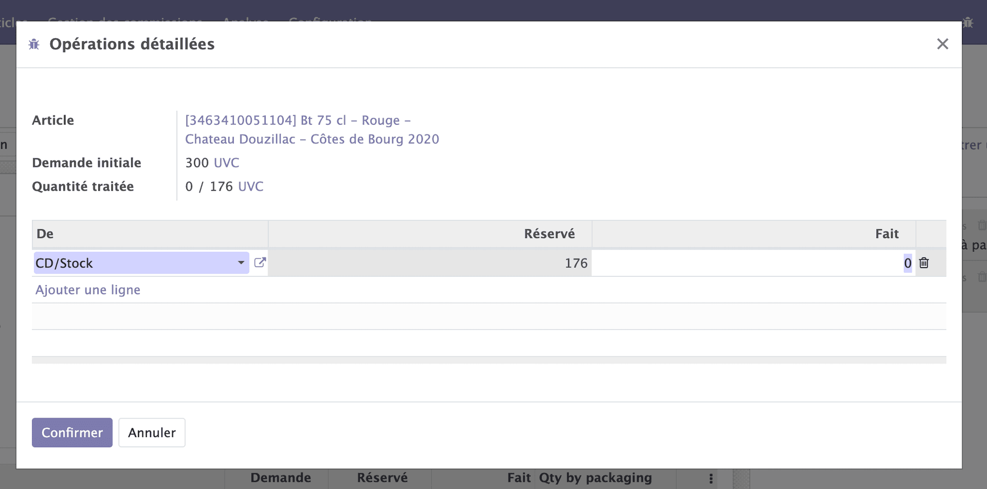 Gestion du stock pour la livraison
