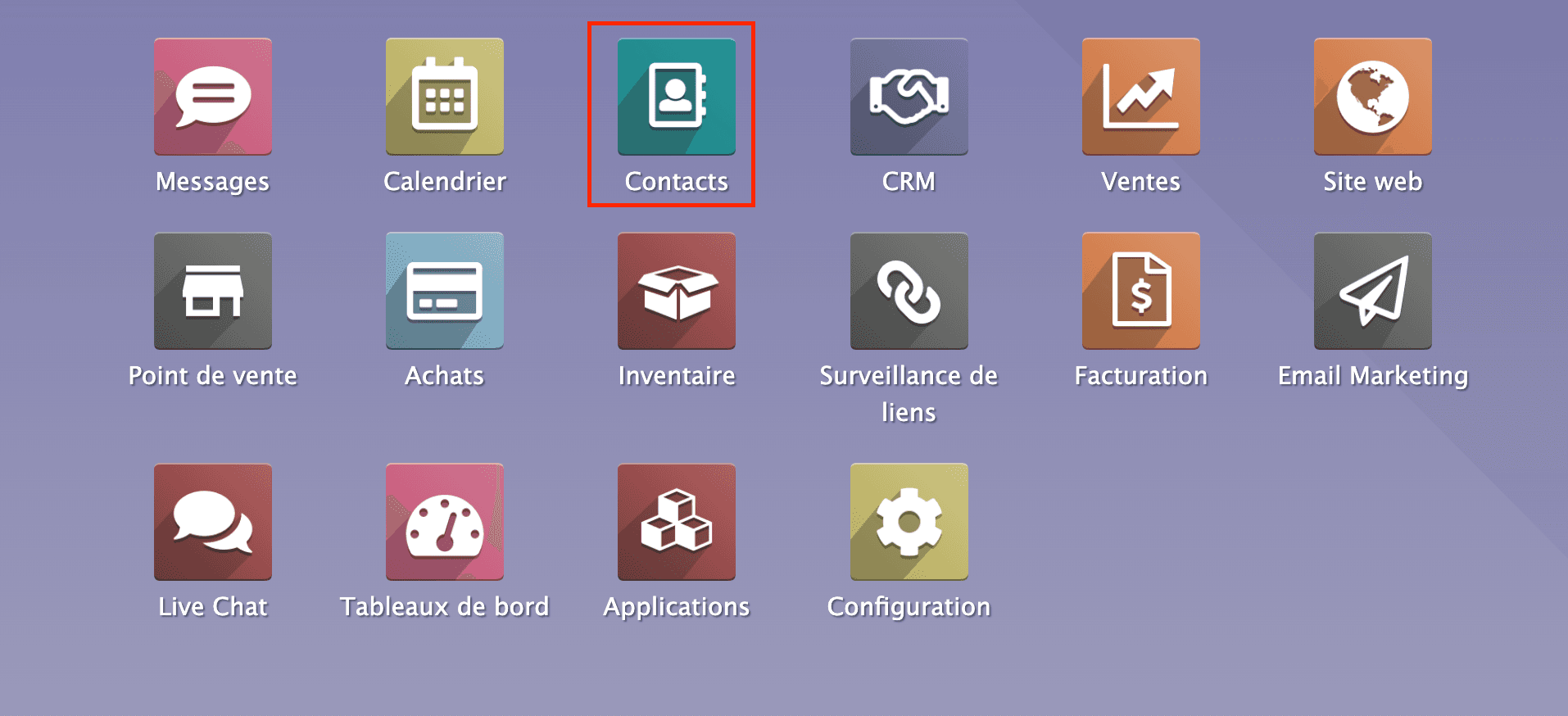 Menu des modules Négoce