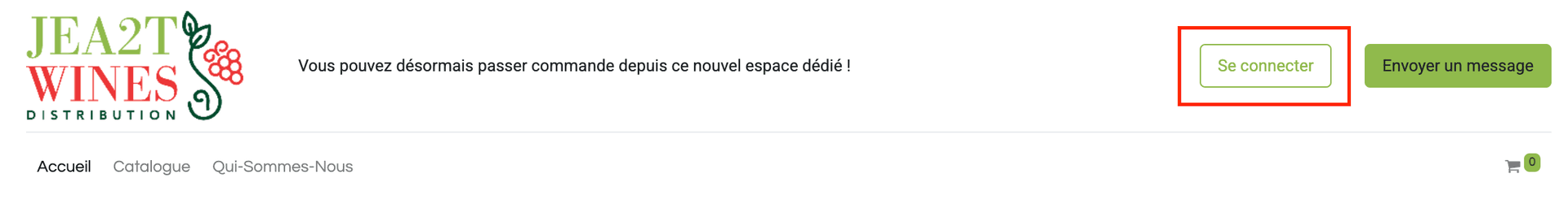Bouton de connexion sur la page d'accueil