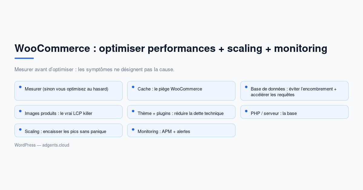 WooCommerce : optimiser performances + scaling + monitoring (checklist production 2026)